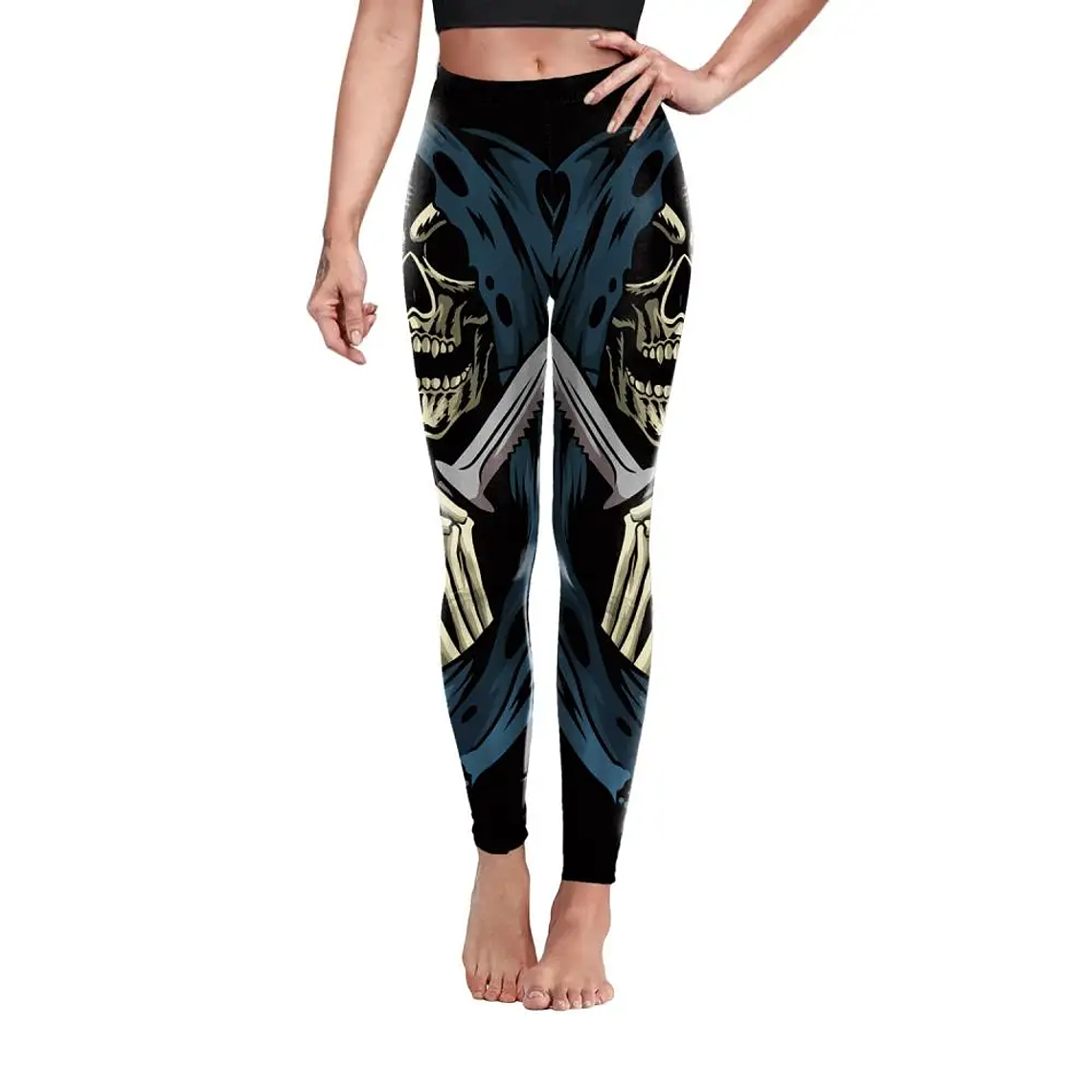 Nadanbao-mallas deportivas de Halloween para mujer, Leggings con estampado 3D Digital de Calavera, pantalones elásticos sexys, ajustados de cintura alta, novedad 45