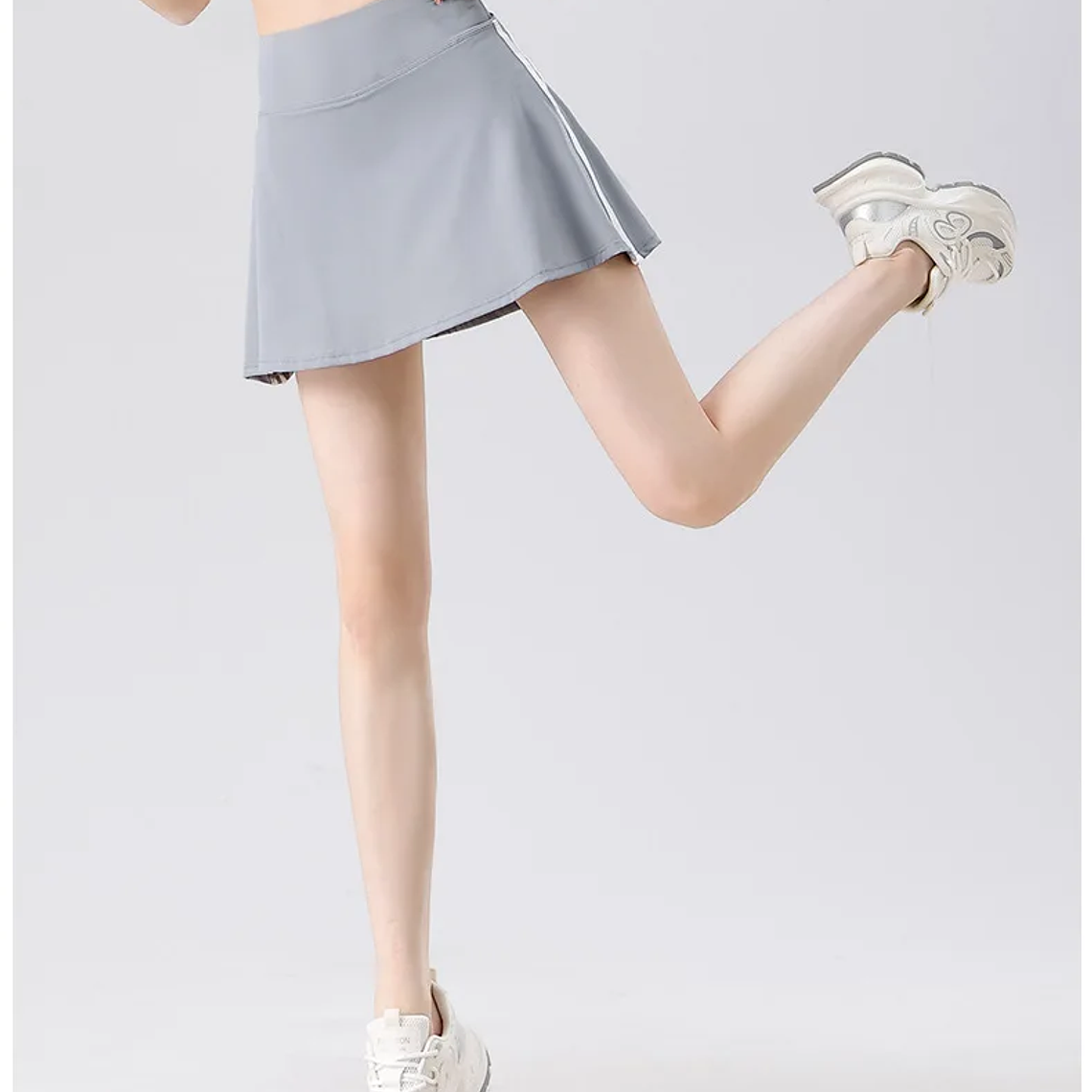 BIVIGAOS verano doble raya deporte tenis faldas cortas mujeres falso dos piezas estiramiento correr Fitness Golf A-line Yoga Mini falda 28