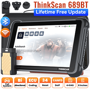 Programación de llaves THINKCAR THINKSCAN 689BT con KEY 101 Herramienta de diagnóstico automotriz Escáner OBD2 bidireccional Codificación de ECU CANFD DOIP 34 Restablecimiento completo Vida útil 