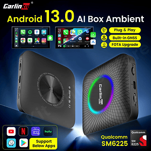 Carlinkit SM6225 Tv Box Android 13 Qualcomm 8 Core Android Auto CarPlay adaptador inalámbrico compatible con vídeo en línea Youtube Netfilx