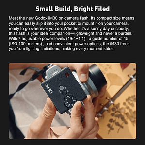 【Do Brasil】Godox iM30 Mini cámara Flash para cámaras Canon Fuiji f1-230 Sony zv1 zve10 Ricoh gr3 Nikon Panasonic Olympus Pentax