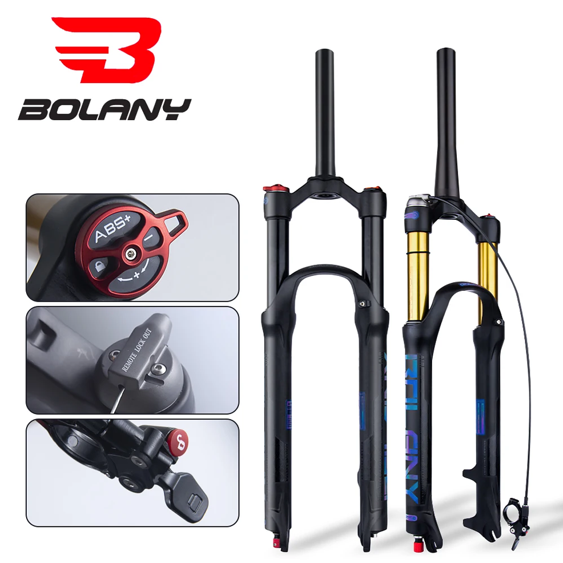 BOLANY R29 Horquilla de Bicicleta con Ajuste de Rebote Suspensión Delantera de Aire MTB 26/27.5/29 Pulgadas Recorrido de 120 mm Horquilla de 9x100mm Liberación Rápida Accesorios para Bicicletas Hor 1