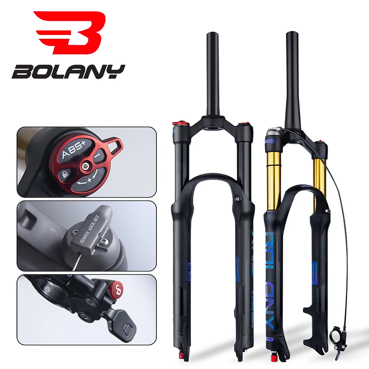 BOLANY R29 Horquilla de Bicicleta con Ajuste de Rebote Suspensión Delantera de Aire MTB 26/27.5/29 Pulgadas Recorrido de 120 mm Horquilla de 9x100mm Liberación Rápida Accesorios para Bicicletas Hor 1