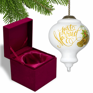 HMS Authentic Just Married Hand-Painted Mouth Blown Glass Ornament Premium Glass Crafts