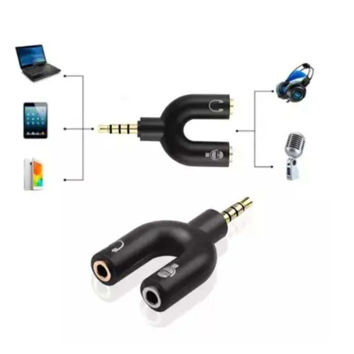 Adaptador divisor de auriculares para jugadores, Microfone P2 X P3 3