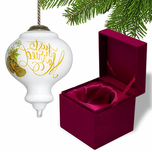 HMS Authentic Just Married Hand-Painted Mouth Blown Glass Ornament Premium Glass Crafts