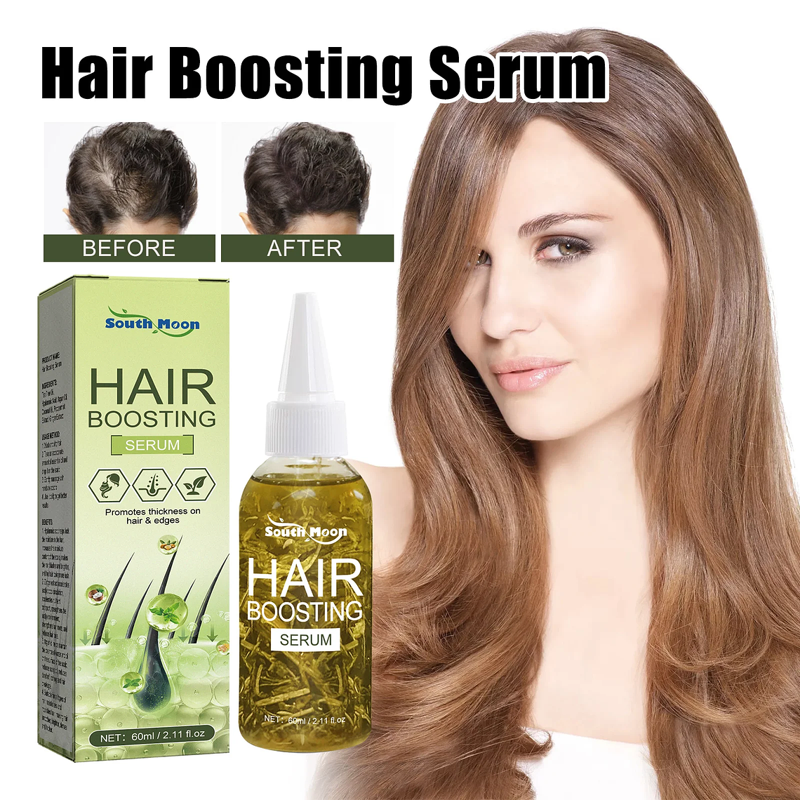 South Moon Hair Boosting Serum Hair Regrowth Treatments for Dry Frizzy Hair Prevents Hair Loss Repairs Soft Moist Dense Hair Oil 2