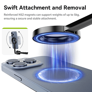 Ulanzi MG-003 Pro trípode magnético para palo Selfie para teléfono 1,36 m trípode Selfie extensible para iPhone 15 14 13 12 Vlog transmisión en vivo