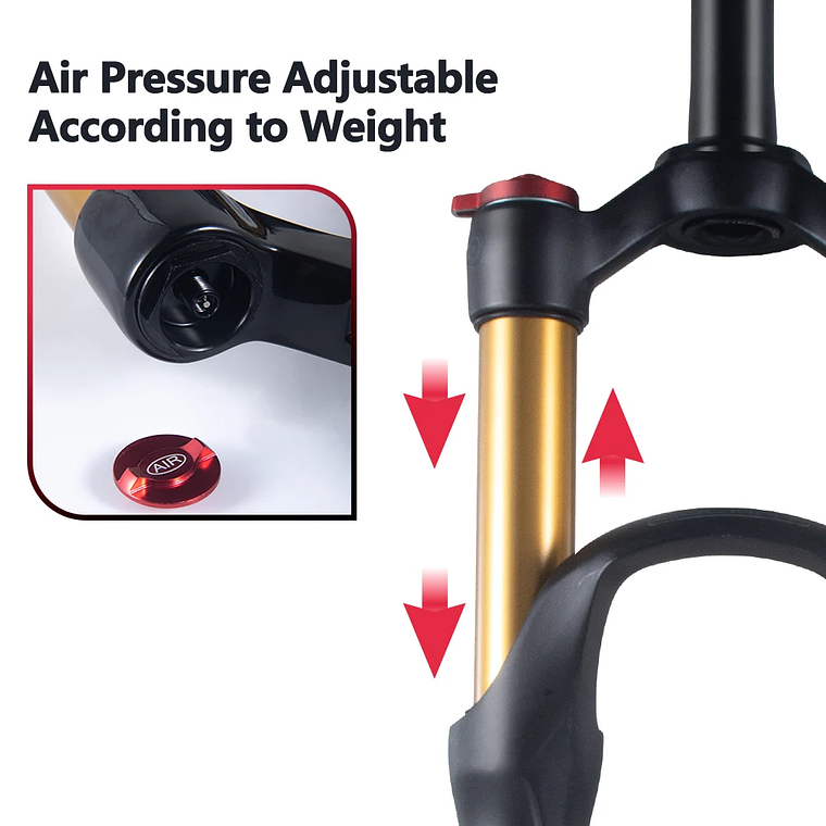 BOLANY R29 Horquilla de Bicicleta con Ajuste de Rebote Suspensión Delantera de Aire MTB 26/27.5/29 Pulgadas Recorrido de 120 mm Horquilla de 9x100mm Liberación Rápida Accesorios para Bicicletas Hor 5