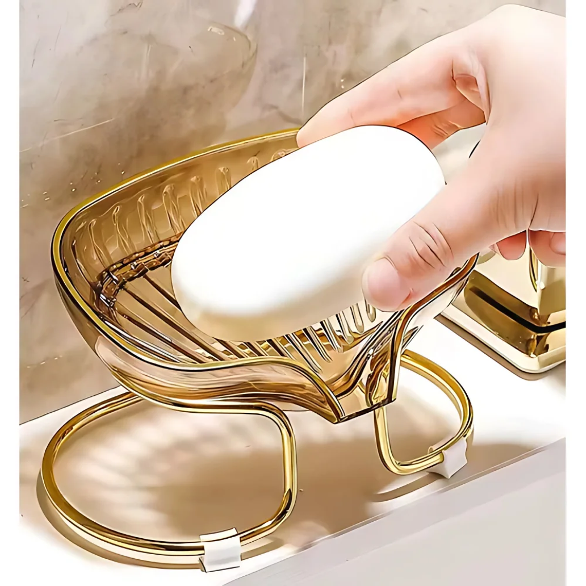 Estante para jabón con forma de concha, soporte de drenaje para fregadero de baño y cocina 4