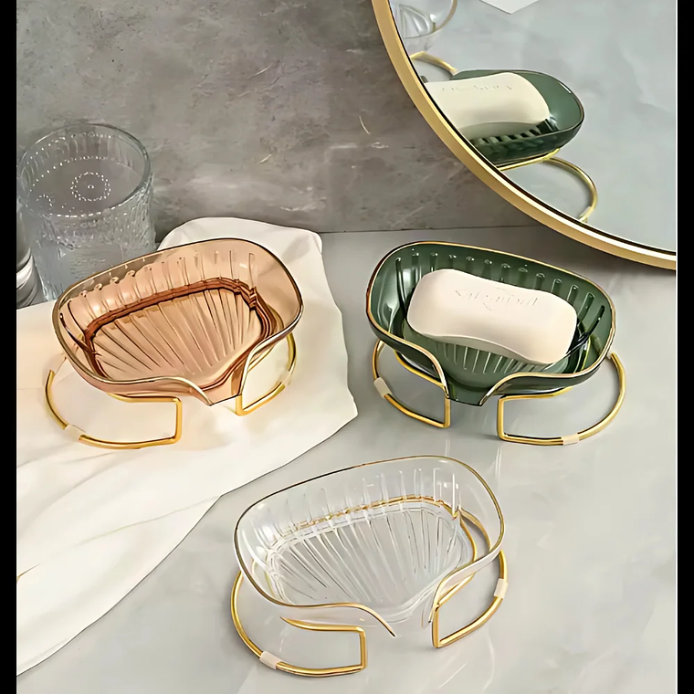 Estante para jabón con forma de concha, soporte de drenaje para fregadero de baño y cocina 5