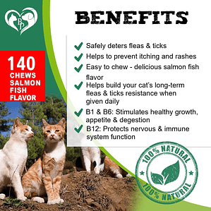 FCJ Salmon Fish Taste Chewable Pills for Cats Revolution Oral Flea Treatment Natural Pest Control Insect Repellents CANNOT Be