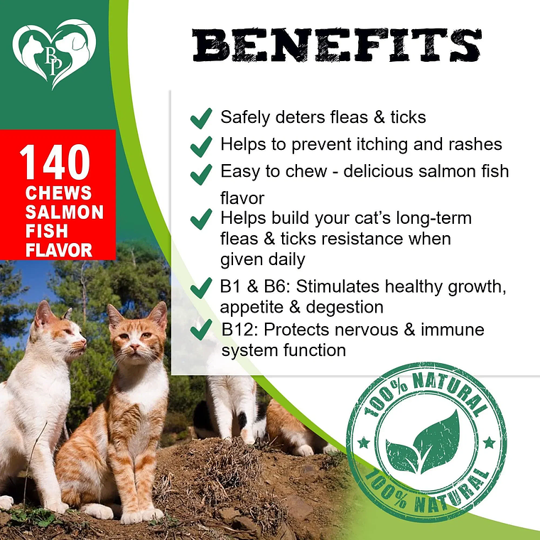 FCJ Salmon Fish Taste Chewable Pills for Cats Revolution Oral Flea Treatment Natural Pest Control Insect Repellents CANNOT Be 1