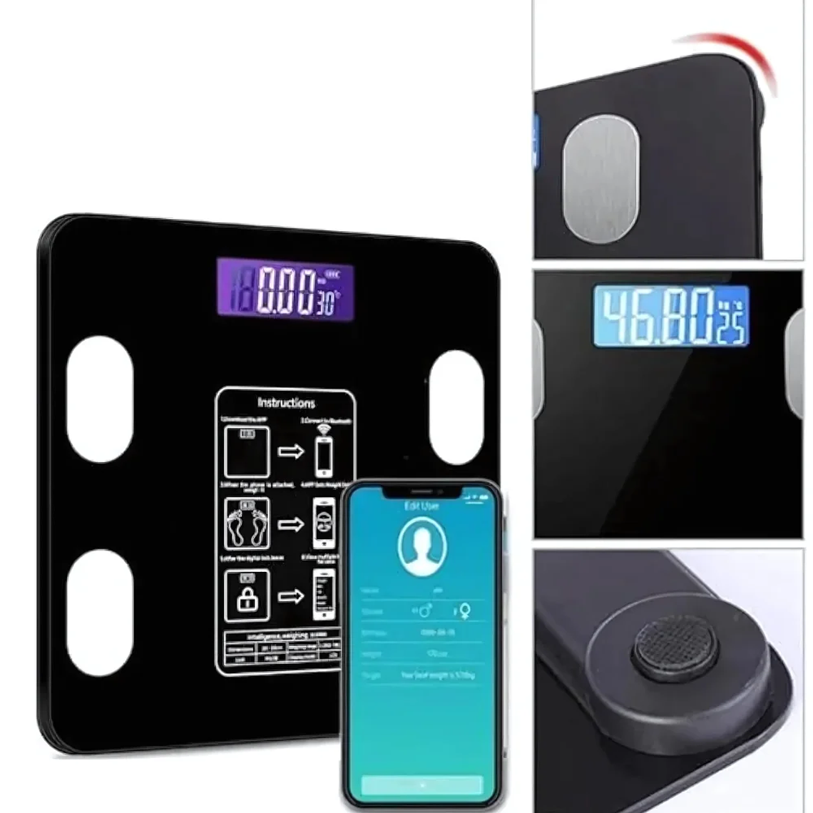 Báscula inteligente de bioimpedancia digital profesional Bluetooth de 180 kg 6