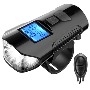 Faro de bicicleta con bocina, linterna LED, velocímetro, USB