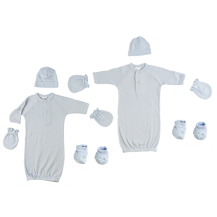 TD Bambini Preemie Boys Clothing Set Gowns Caps Booties Mittens for Newborns 1