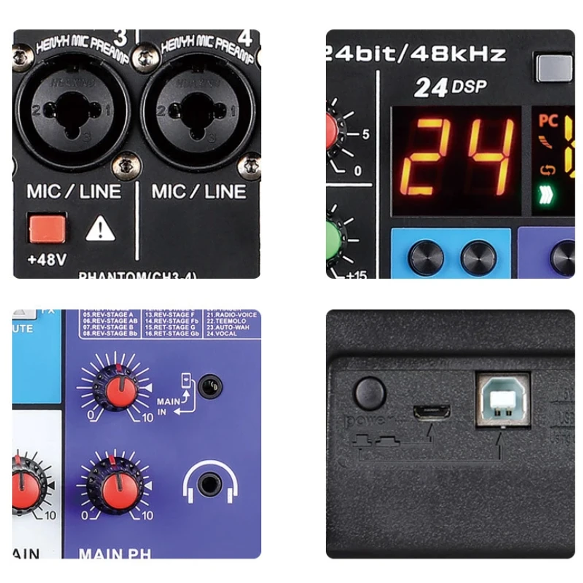 TEYUN 8, 6, mezclador portátil profesional de 4 canales, consola mezcladora de sonido para ordenador, interfaz de Audio, transmisión en vivo A4, A6, A8, 48V 6