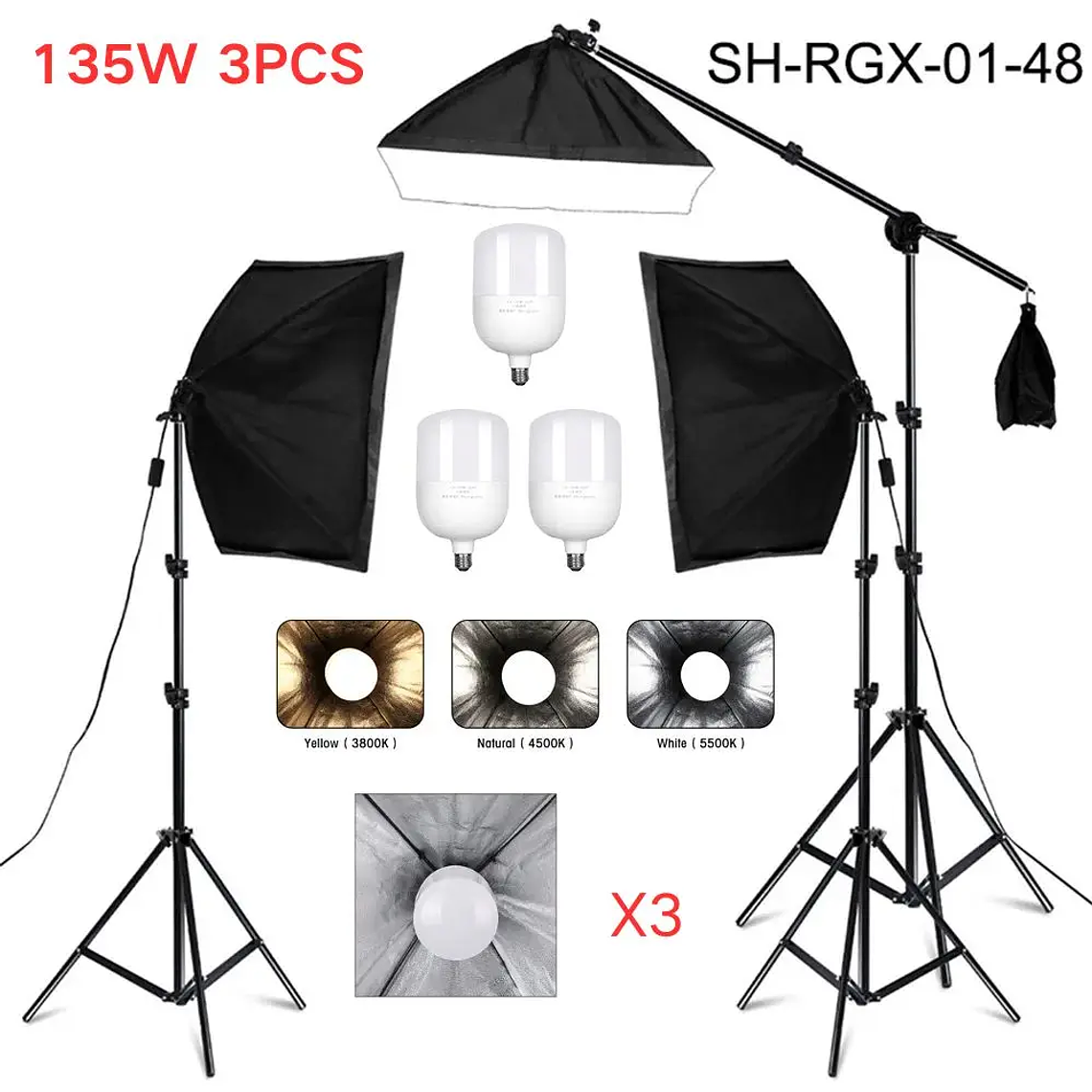 Kit de fotografía de luz Softbox, trípode de fotografía de 2M para luz de disco de caja suave Led de 45W, soporte de estudio fotográfico, iluminación, lámpara de grabación de vídeo 9