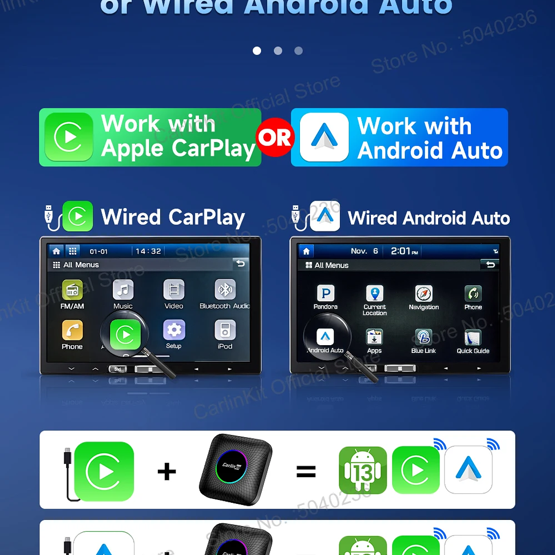 8G+128G Carlinkit CarPlay Ai Box LED Android 13 Inalámbrico Android Auto CarPlay Video TV Box Qualcomm SM6225 Caja de transmisión de 8 núcleos para VW Ford Kia Toyota Honda Benz MG BYD Mazda 16