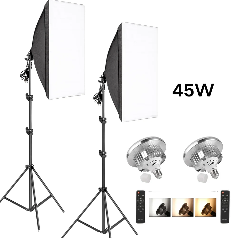 Kit de fotografía de luz Softbox, trípode de fotografía de 2M para luz de disco de caja suave Led de 45W, soporte de estudio fotográfico, iluminación, lámpara de grabación de vídeo 14