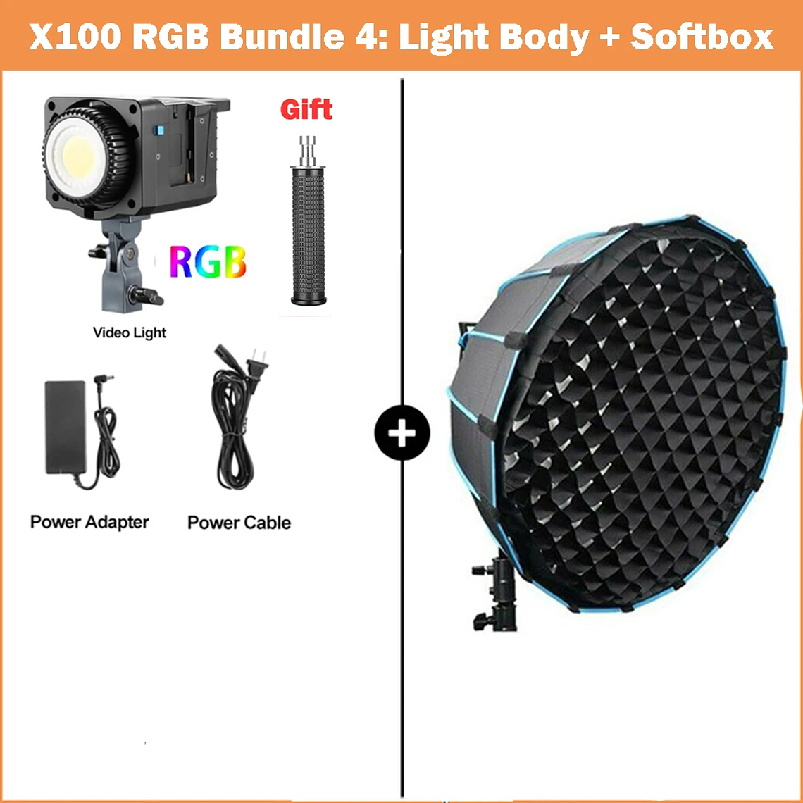 Sokani X100 Luz LED bicolor para vídeo, iluminación de montaje Bowens para fotografía, grabación de vídeo, disparo al aire libre, X100, 100W, RGB 7