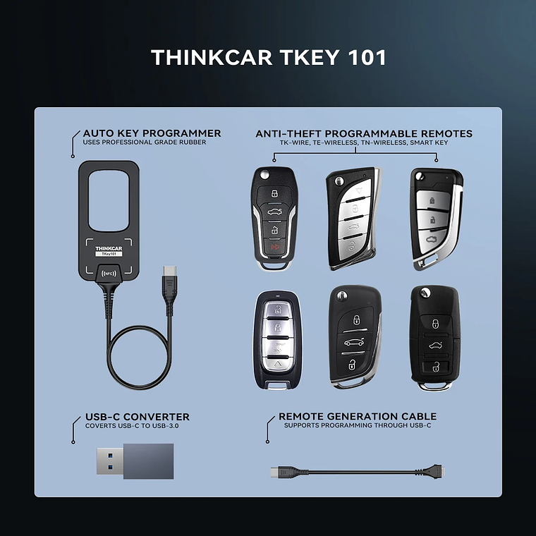 Programación de llaves THINKCAR THINKSCAN 689BT con KEY 101 Herramienta de diagnóstico automotriz Escáner OBD2 bidireccional Codificación de ECU CANFD DOIP 34 Restablecimiento completo Vida útil  14