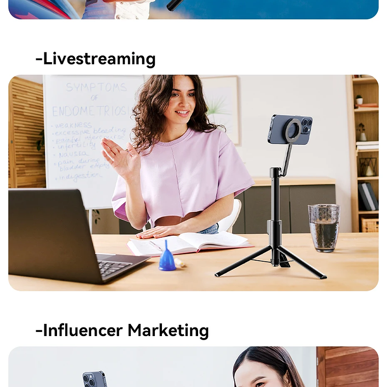 Ulanzi MG-003 Pro trípode magnético para palo Selfie para teléfono 1,36 m trípode Selfie extensible para iPhone 15 14 13 12 Vlog transmisión en vivo 18