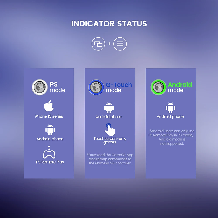 GameSir-Gamepad G8 Galileo para android, mando para PS4, PS5, mando para teléfono móvil, Efecto Hall Stick para iPhone 15, Android 16