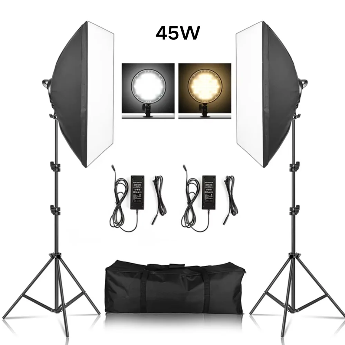 Kit de fotografía de luz Softbox, trípode de fotografía de 2M para luz de disco de caja suave Led de 45W, soporte de estudio fotográfico, iluminación, lámpara de grabación de vídeo 19