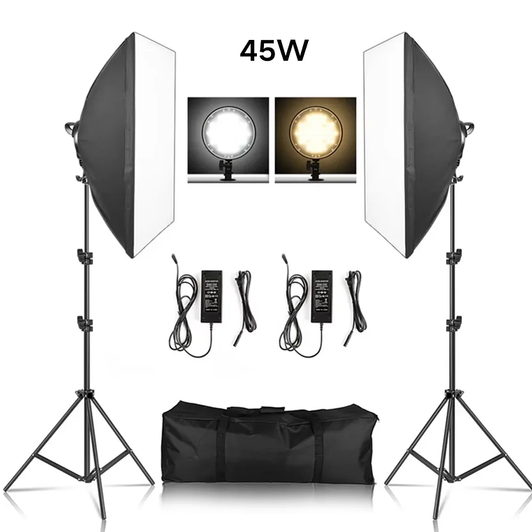 Kit de fotografía de luz Softbox, trípode de fotografía de 2M para luz de disco de caja suave Led de 45W, soporte de estudio fotográfico, iluminación, lámpara de grabación de vídeo 19