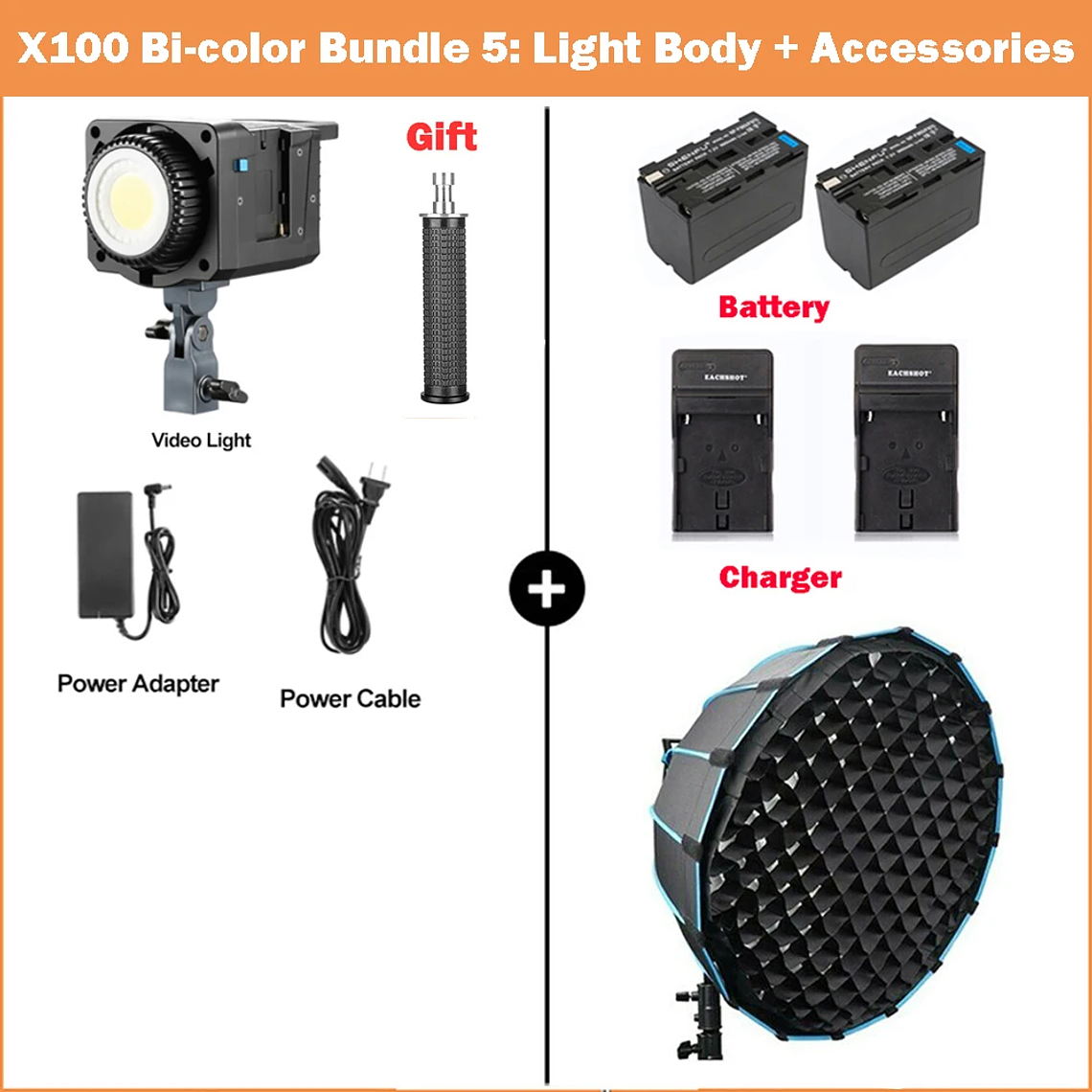 Sokani X100 Luz LED bicolor para vídeo, iluminación de montaje Bowens para fotografía, grabación de vídeo, disparo al aire libre, X100, 100W, RGB 14