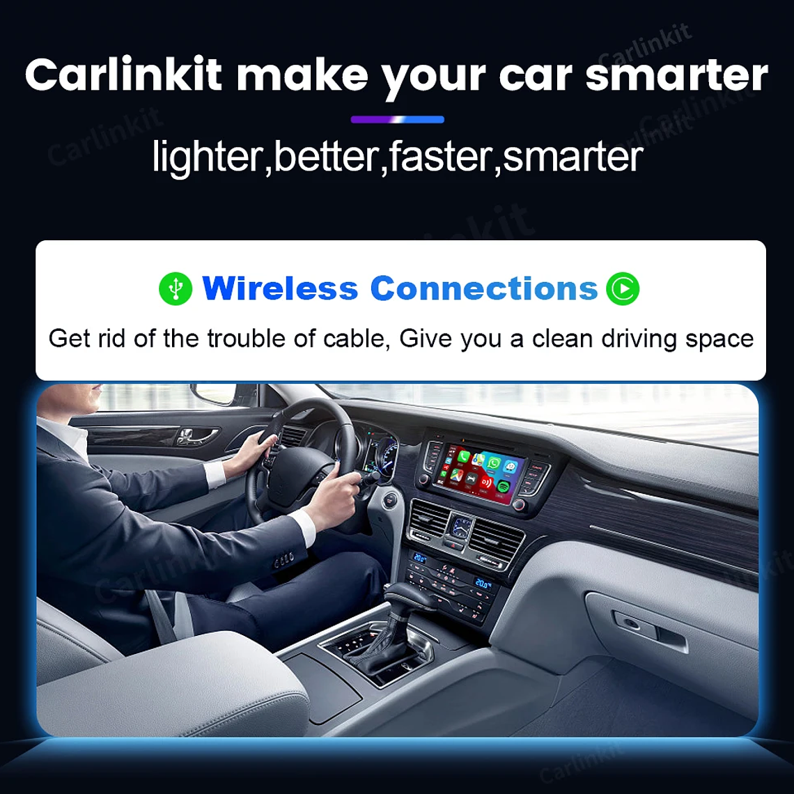Carlinkit 4,0 CarPlay inalámbrico Android Auto cableado a adaptador inalámbrico para Vw Skoda Toyota Peugeot Kia Mazda IPhone teléfono Android 15