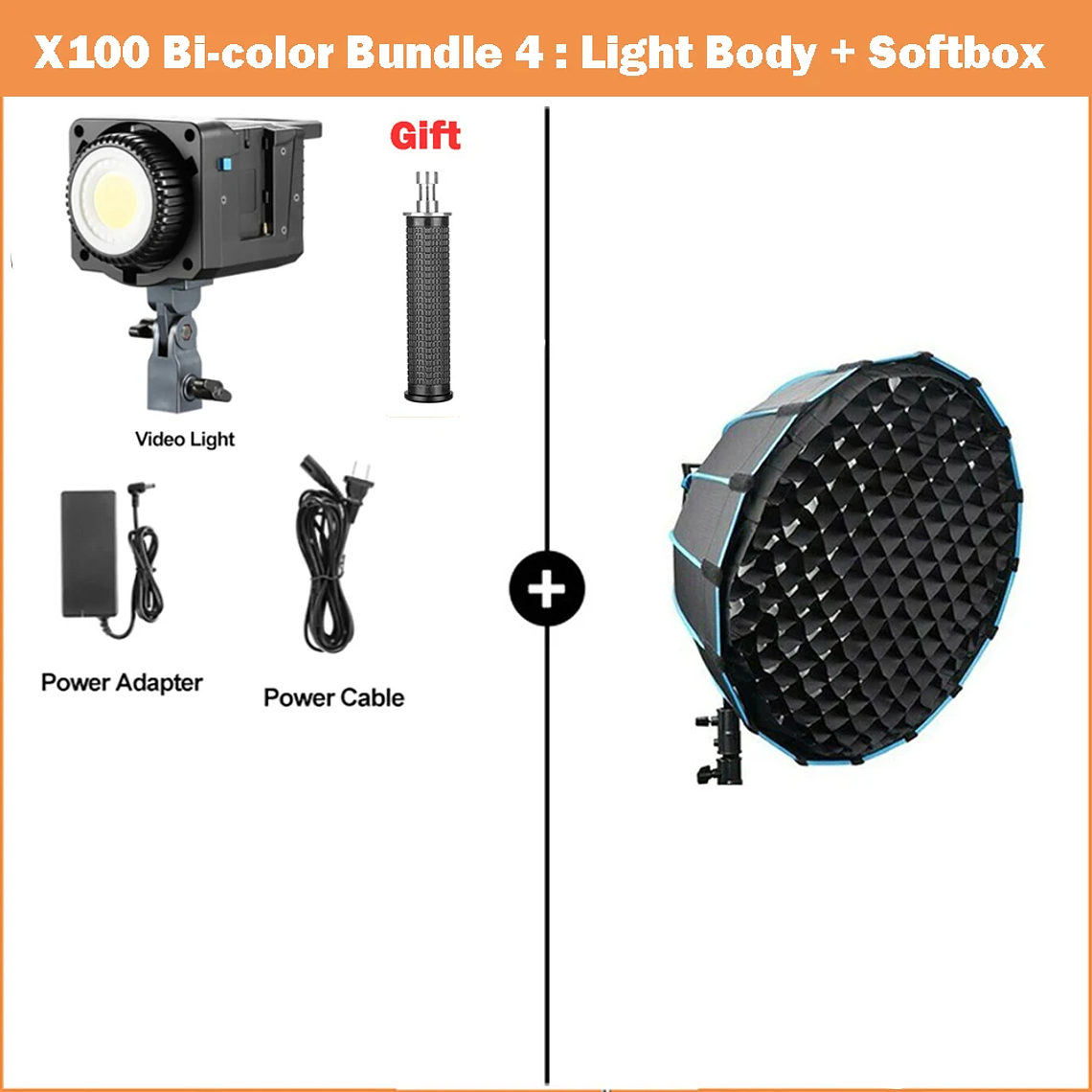 Sokani X100 Luz LED bicolor para vídeo, iluminación de montaje Bowens para fotografía, grabación de vídeo, disparo al aire libre, X100, 100W, RGB 15