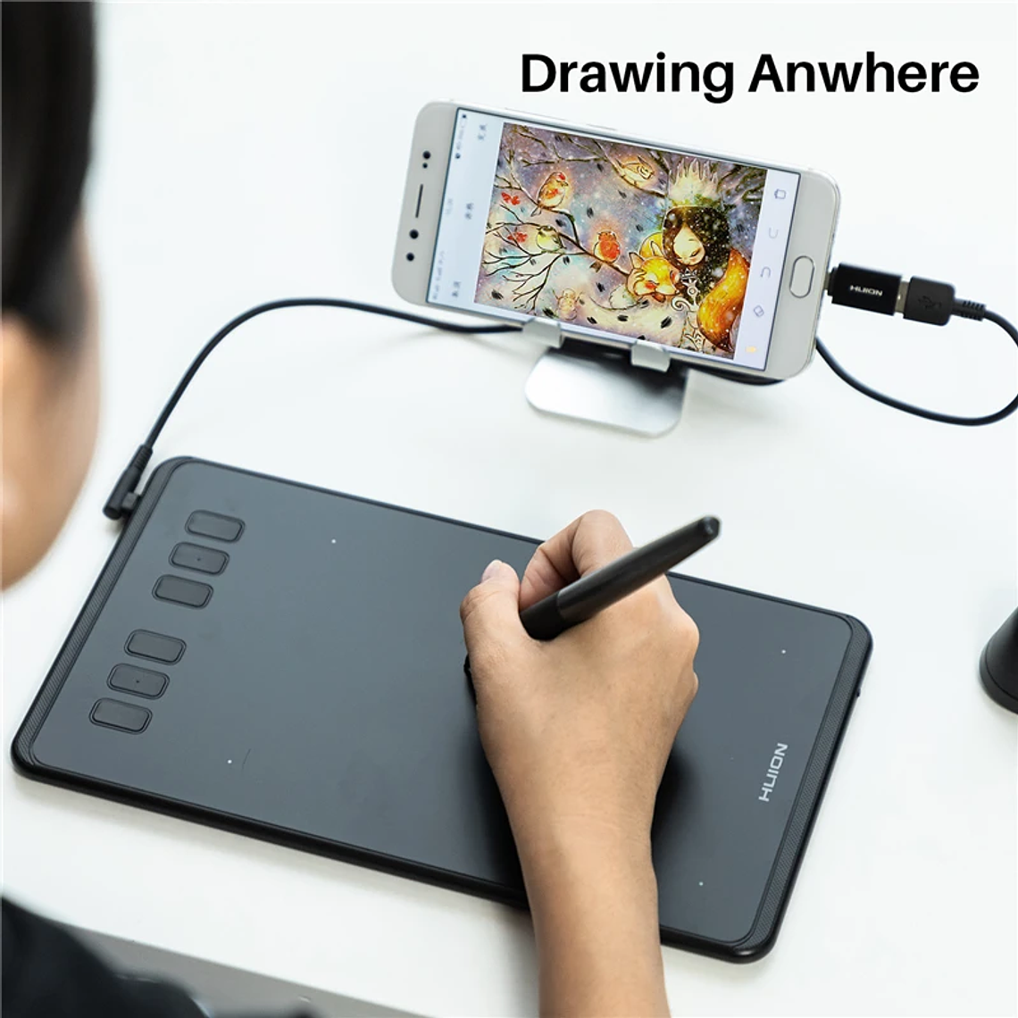 HUION-Tabletas gráficas ultraligeras H640P H950P, Tablet Digital con bolígrafo de dibujo, Stylus sin batería, para PC, teléfono Android mesa digitalizadora huion 13