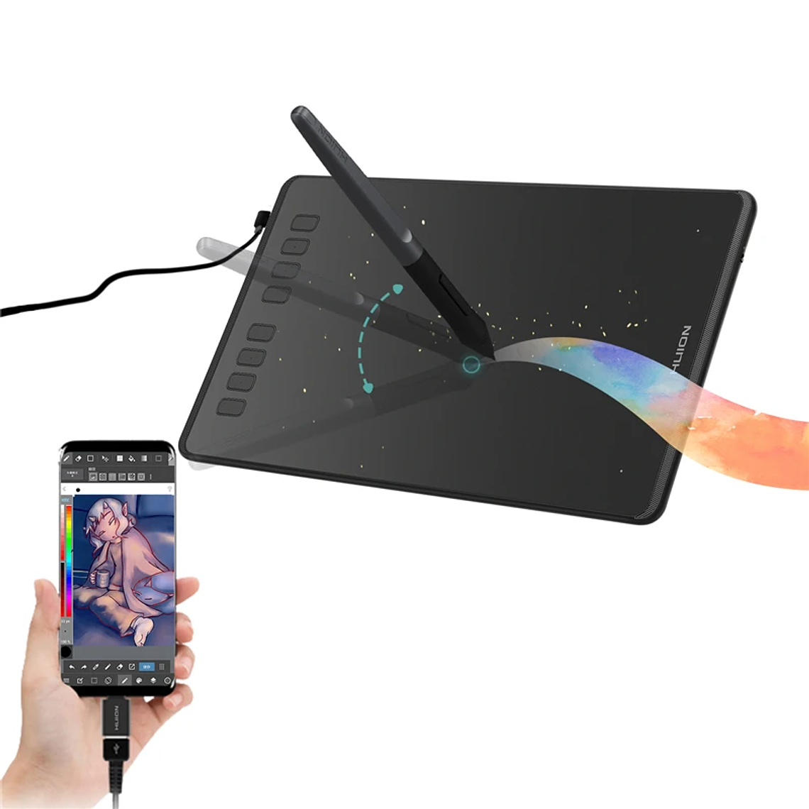 HUION-Tabletas gráficas ultraligeras H640P H950P, Tablet Digital con bolígrafo de dibujo, Stylus sin batería, para PC, teléfono Android mesa digitalizadora huion 15