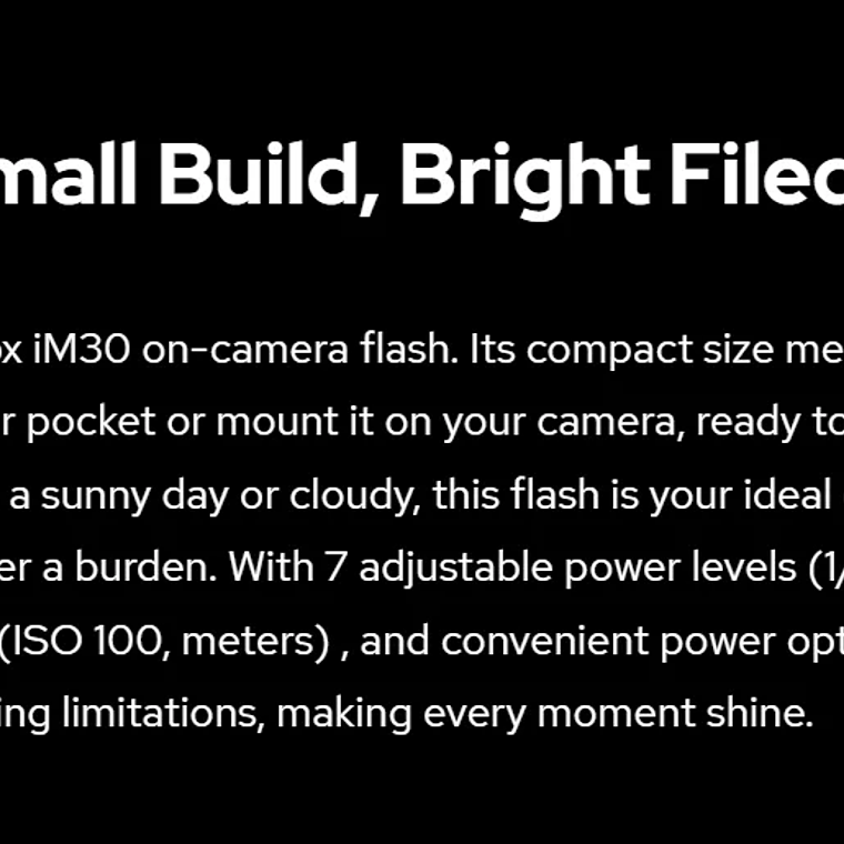 【Do Brasil】Godox iM30 Mini cámara Flash para cámaras Canon Fuiji f1-230 Sony zv1 zve10 Ricoh gr3 Nikon Panasonic Olympus Pentax 9