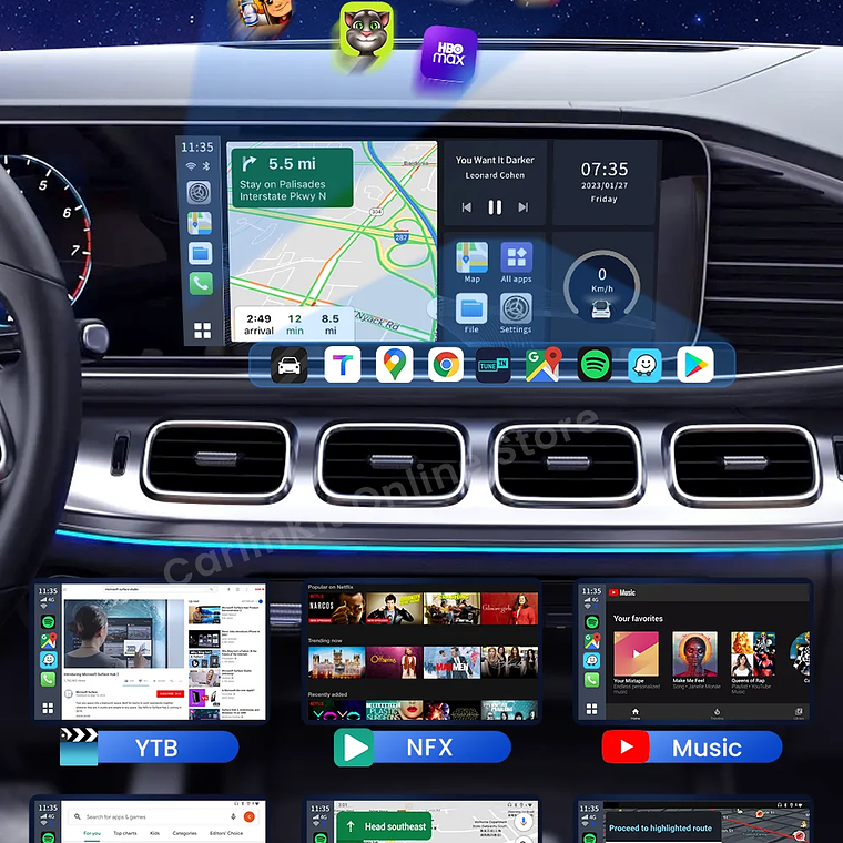 Carlinkit SM6225 Tv Box Android 13 Qualcomm 8 Core Android Auto CarPlay adaptador inalámbrico compatible con vídeo en línea Youtube Netfilx 14