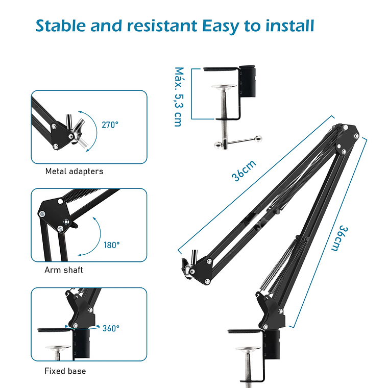 Micrófono articulado de brazo Bm800 para PC Brasil electrónica de consumo brazo ARM ARM ARM micrófono articulado 12