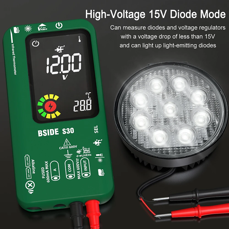 BSIDE-multímetro Digital inteligente de 15V, medidor de temperatura infrarroja, diodo LED, RMS verdadero, 9999 CC, voltaje de CA, recargable, DMM 15