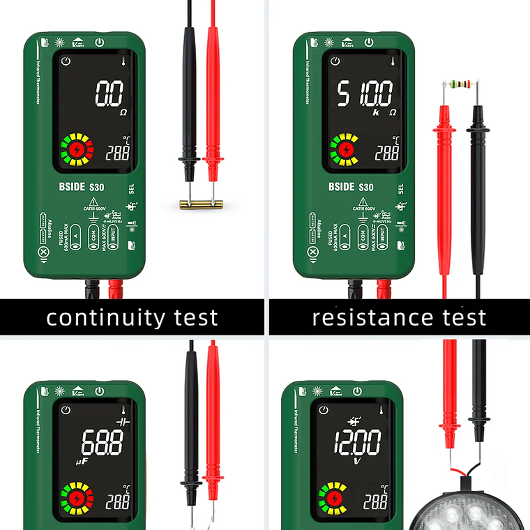 BSIDE-multímetro Digital inteligente de 15V, medidor de temperatura infrarroja, diodo LED, RMS verdadero, 9999 CC, voltaje de CA, recargable, DMM 18