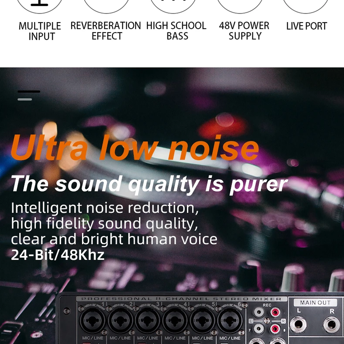 TEYUN 8, 6, mezclador portátil profesional de 4 canales, consola mezcladora de sonido para ordenador, interfaz de Audio, transmisión en vivo A4, A6, A8, 48V 18