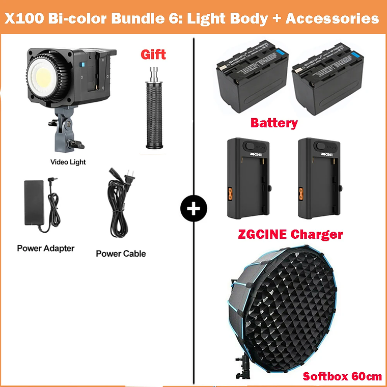 Sokani X100 Luz LED bicolor para vídeo, iluminación de montaje Bowens para fotografía, grabación de vídeo, disparo al aire libre, X100, 100W, RGB 17