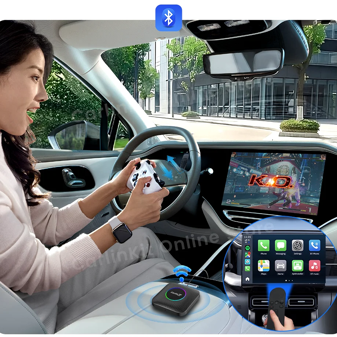 Carlinkit SM6225 Tv Box Android 13 Qualcomm 8 Core Android Auto CarPlay adaptador inalámbrico compatible con vídeo en línea Youtube Netfilx 20