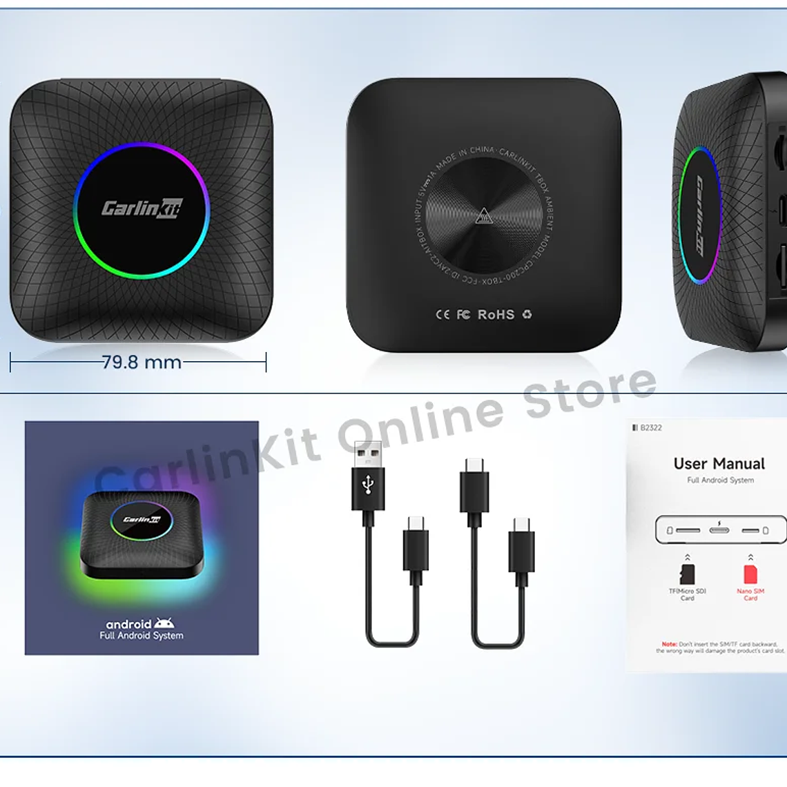 Carlinkit SM6225 Tv Box Android 13 Qualcomm 8 Core Android Auto CarPlay adaptador inalámbrico compatible con vídeo en línea Youtube Netfilx 23