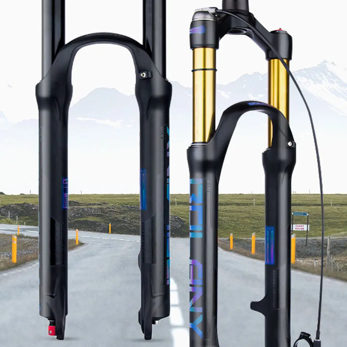 BOLANY R29 Horquilla de Bicicleta con Ajuste de Rebote Suspensión Delantera de Aire MTB 26/27.5/29 Pulgadas Recorrido de 120 mm Horquilla de 9x100mm Liberación Rápida Accesorios para Bicicletas Hor 34