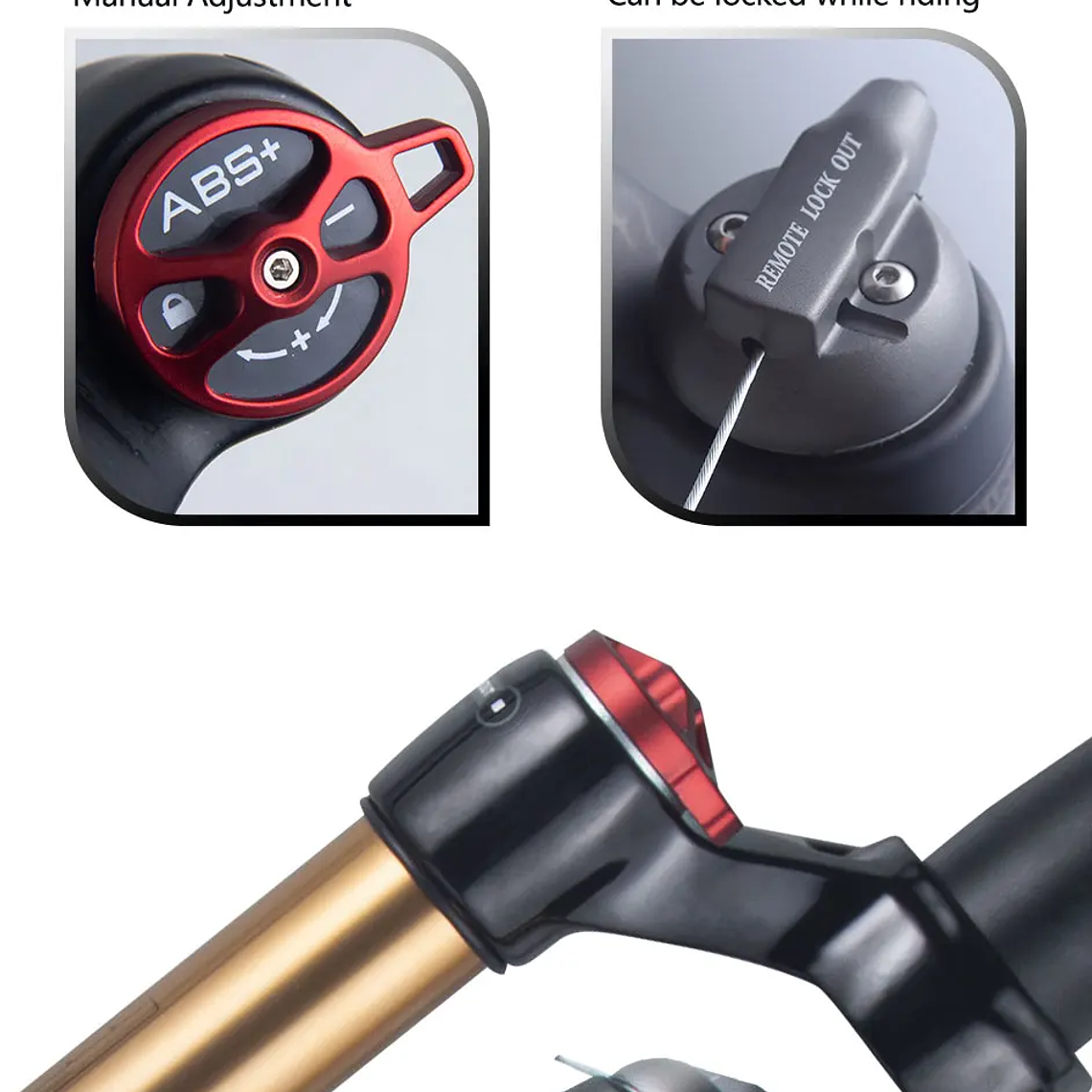 BOLANY R29 Horquilla de Bicicleta con Ajuste de Rebote Suspensión Delantera de Aire MTB 26/27.5/29 Pulgadas Recorrido de 120 mm Horquilla de 9x100mm Liberación Rápida Accesorios para Bicicletas Hor 36