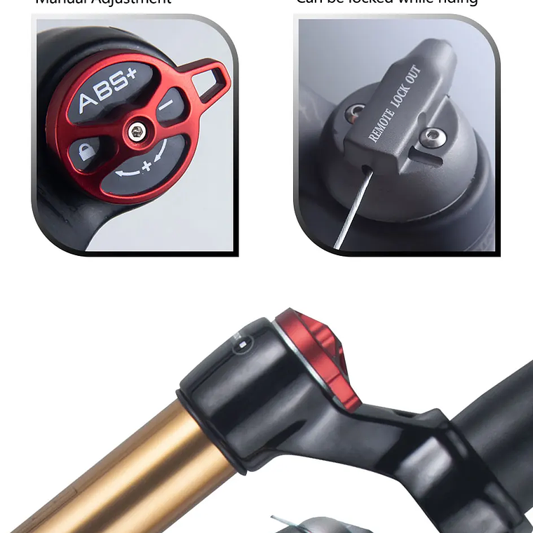 BOLANY R29 Horquilla de Bicicleta con Ajuste de Rebote Suspensión Delantera de Aire MTB 26/27.5/29 Pulgadas Recorrido de 120 mm Horquilla de 9x100mm Liberación Rápida Accesorios para Bicicletas Hor 36