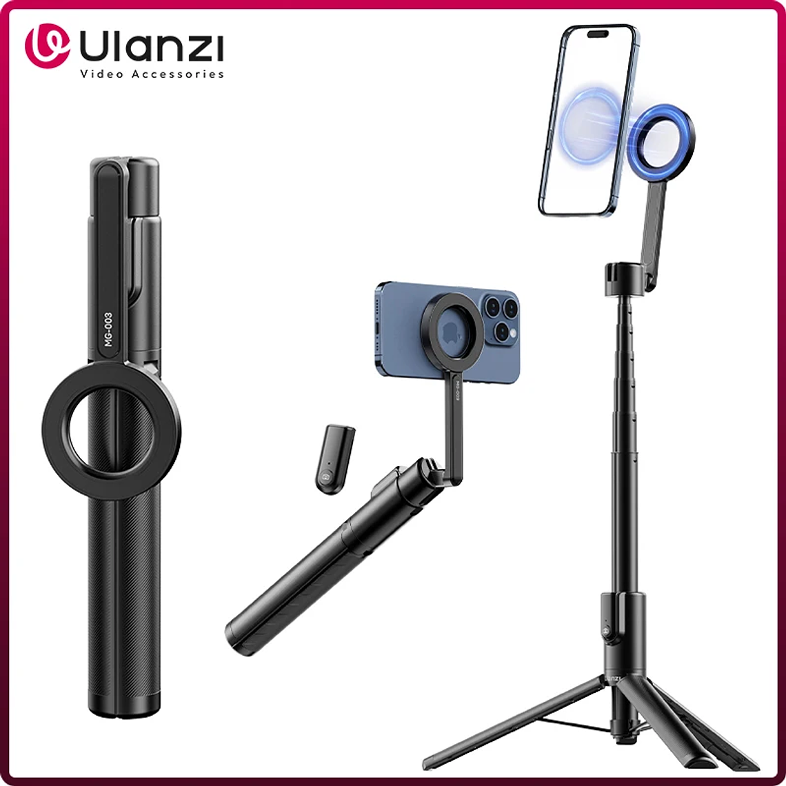 Ulanzi MG-003 Pro trípode magnético para palo Selfie para teléfono 1,36 m trípode Selfie extensible para iPhone 15 14 13 12 Vlog transmisión en vivo 1