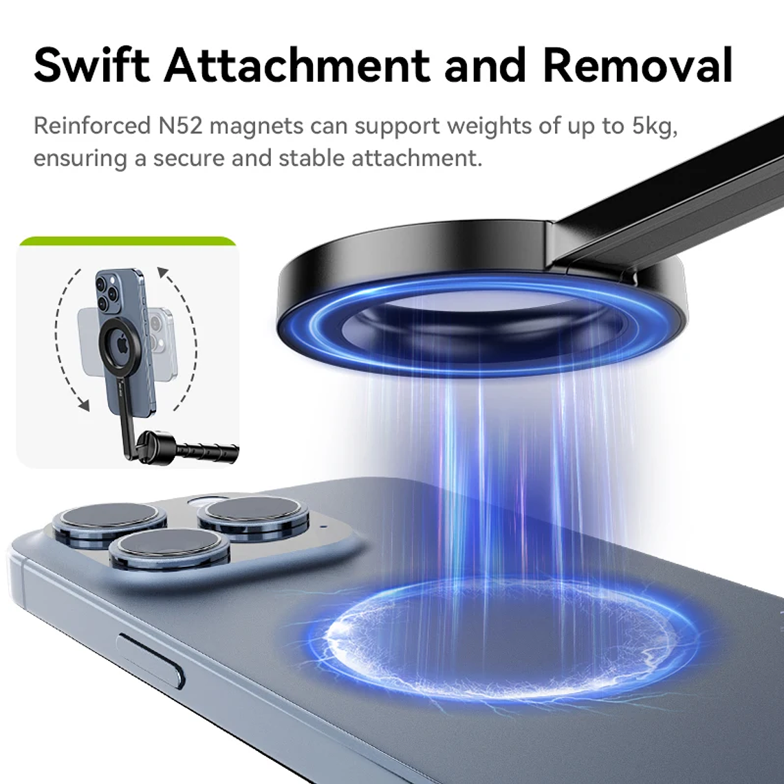 Ulanzi MG-003 Pro trípode magnético para palo Selfie para teléfono 1,36 m trípode Selfie extensible para iPhone 15 14 13 12 Vlog transmisión en vivo 2