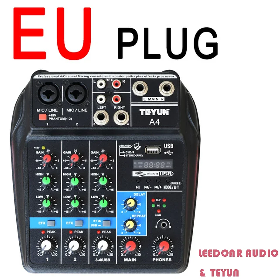 TEYUN 8, 6, mezclador portátil profesional de 4 canales, consola mezcladora de sonido para ordenador, interfaz de Audio, transmisión en vivo A4, A6, A8, 48V 8